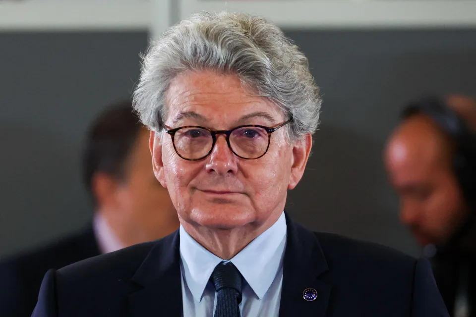 EU Commissioner for Internal Market Thierry Breton attends a roundtable prior to the plenary session of the EU ministers for defence in Toledo, Spain August 30, 2023. REUTERS/Isabel Infantes