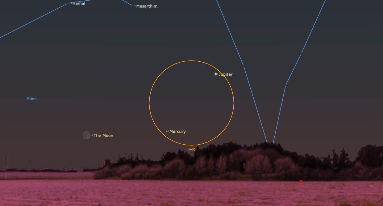  Razor-thin moon with Mercury and Jupiter 