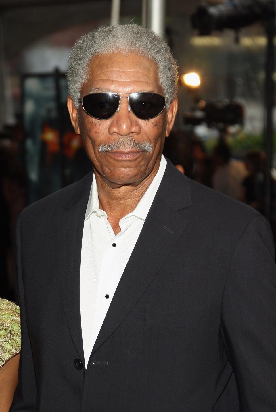 Morgan Freeman wearing sunglasses