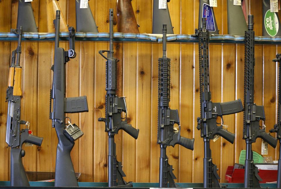 Semi-automatic AR-15 rifles for sale at Good Guys Guns &amp; Range on Feb. 15, 2018, in Orem, Utah. (Photo: George Frey via Getty Images)