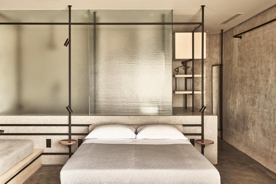 Sleek room at Greece’s Dexamenese Seaside Hotel (Dexamenes / Claus Brechenmacher & Reiner Baumann)