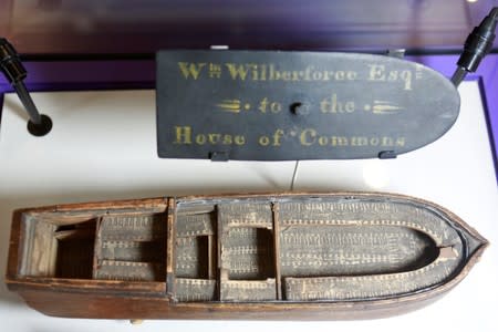 A 3D model of the Brookes Slave Ship diagram dating from 1791 is displayed in the Abolition Gallery at the Wilberforce House Museum in Hull