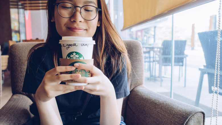 Woman at starbucks