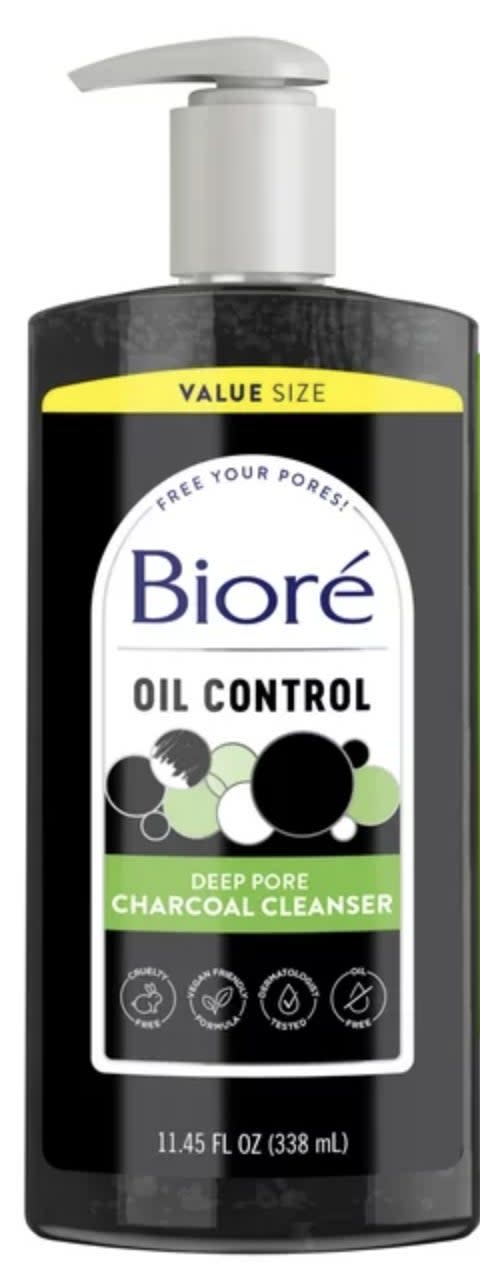 A bottle of Biore Oil Control Deep Pore Charcoal Cleanser