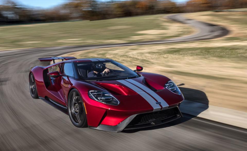 <p>Horsepower: 647; Weight: 3381 lb; Price as tested: $525,750</p><p>The Ford GT’s currency is speed, traded on the exchanges of ACO, WEC, and IMSA. Based on the asking price, its brokers-the 1000 hand-picked applicants who will be allowed to buy the car over the next four years-should have the means to make a track day happen. Whether they choose Virginia International Raceway’s 4.1-mile Grand West Course thrill ride is up to them. For us, it is the obvious choice. We’ve been lapping cars there for more than a decade; we brought the GT to VIR now because we couldn’t secure one to run in 2017’s Lightning Lap 11, and we wanted to make this car part of the official record. The GT at VIR is, in one word, fastest. <a rel="nofollow noopener" href="https://www.caranddriver.com/features/lightning-lap-115-we-lap-the-ford-gt-at-vir-feature" target="_blank" data-ylk="slk:READ MORE ››;elm:context_link;itc:0;sec:content-canvas" class="link ">READ MORE ››</a></p>