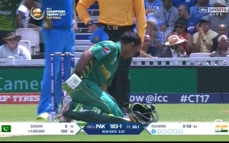 Fakhar gives thanks - Credit: Sky Sports