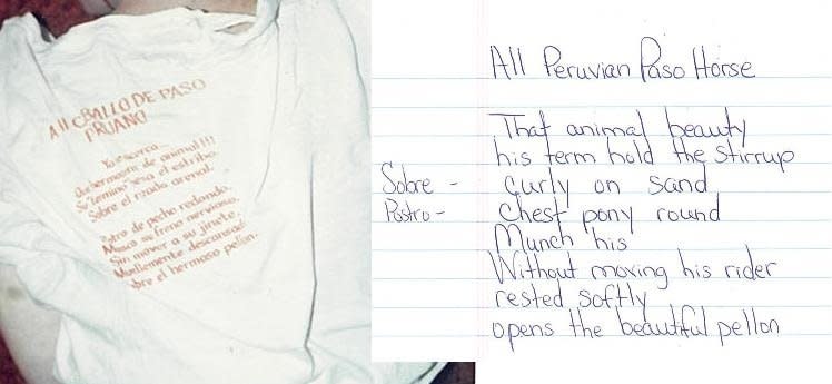 This T-shirt was found in Mercedes' belongings. Did it hold special meaning to her?