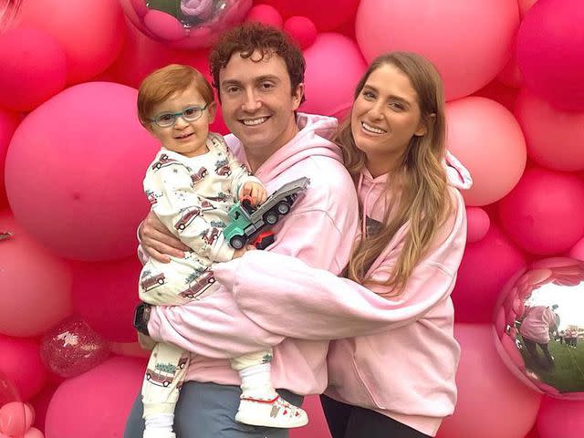 <p>Daryl Sabara/Instagram</p> Meghan Trainor (right) with husband Daryl Sabara and their son Riley