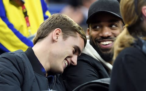 Alexandre Lacazette with Antoine Griezmann (left) at NBA London - Credit: WIREIMAGE