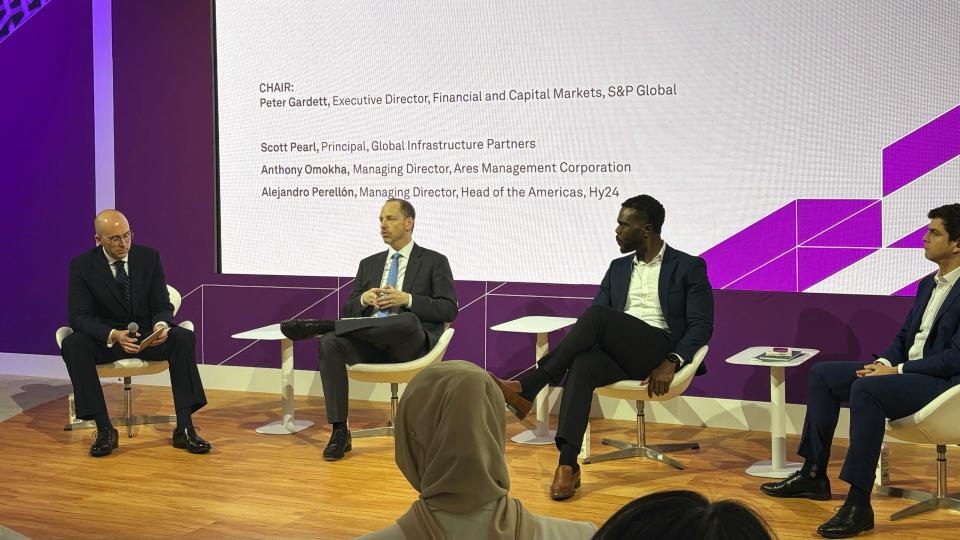 One of the panels on hydrogen at the Hydrogen Hub at CERAWeek. From left to right: Peter Gardett, Scott Pearl, Anthony Omokha, Alejandro Perellon.