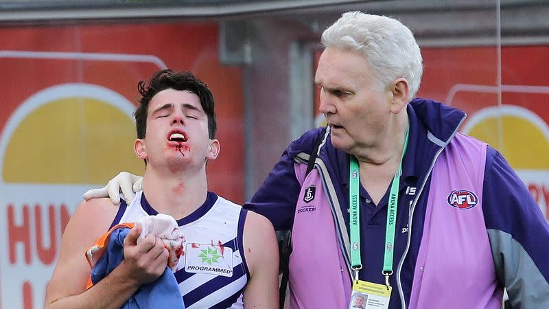 Andrew Brayshaw wound up with a broken jaw. Image: Getty