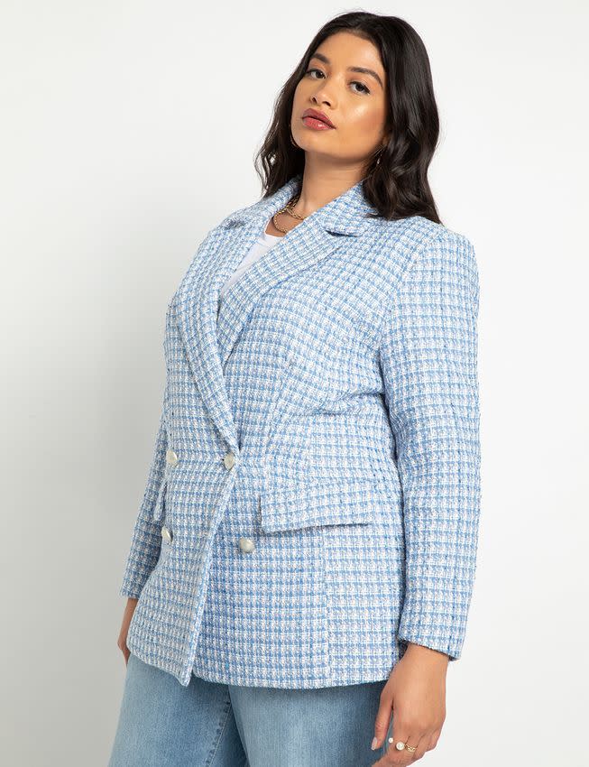 Double Breasted Tweed Blazer