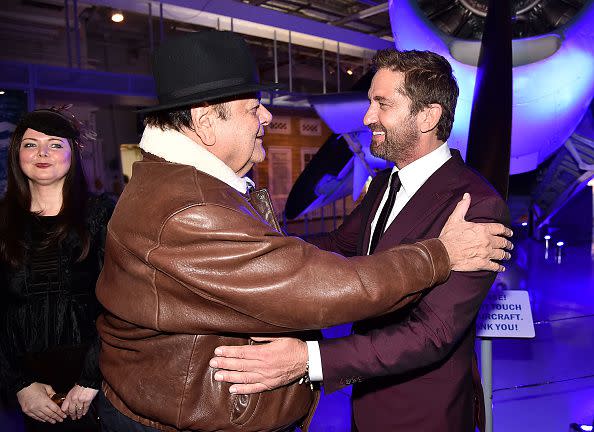 NEW YORK, NY - OCTOBER 22:  Paul Sorvino and Gerard Butler attend the 