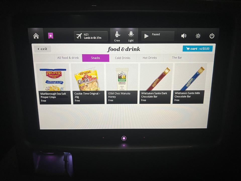 Flying Air New Zealand in business class.