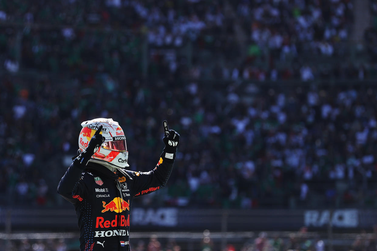 Race winner Max Verstappen.