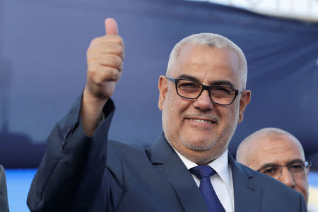 Moroccan Prime Minister Abdelilah Benkirane Secretary-general of the Justice and Development party (PJD) waves during a party meeting in Rabat, Morocco October 6, 2016. REUTERS/Stringer