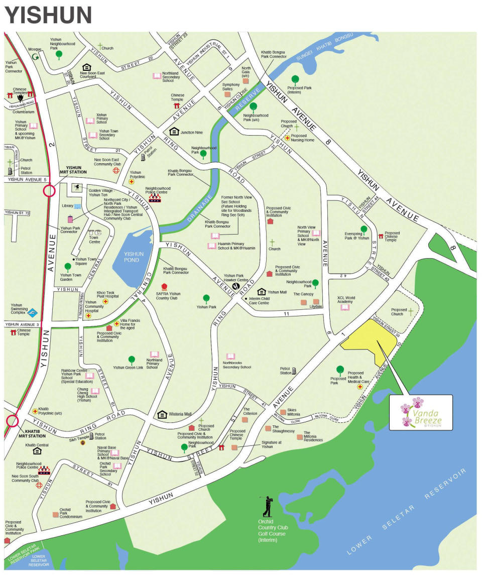 Location of Vanda Breeze BTO Yishun Nov 2022 flats, bounded by Yishun Avenue 1, Yishun Street 53, and Yishun Avenue 10. Source: HDB