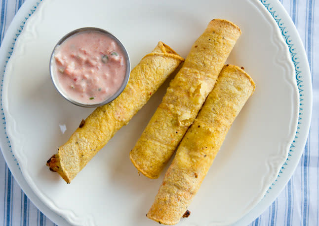 Blistered Potato and Corn Taquitos