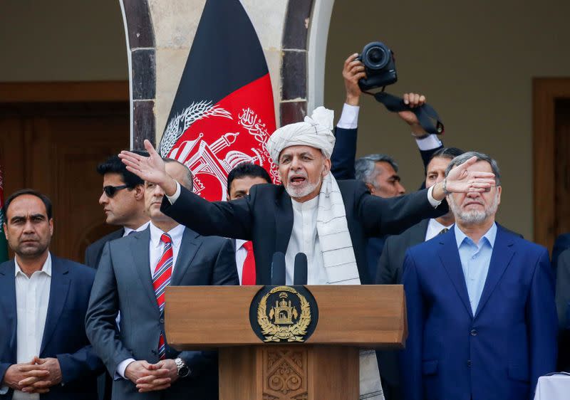 Afghanistan's President Ashraf Ghani speaks during his inauguration as president, in Kabul