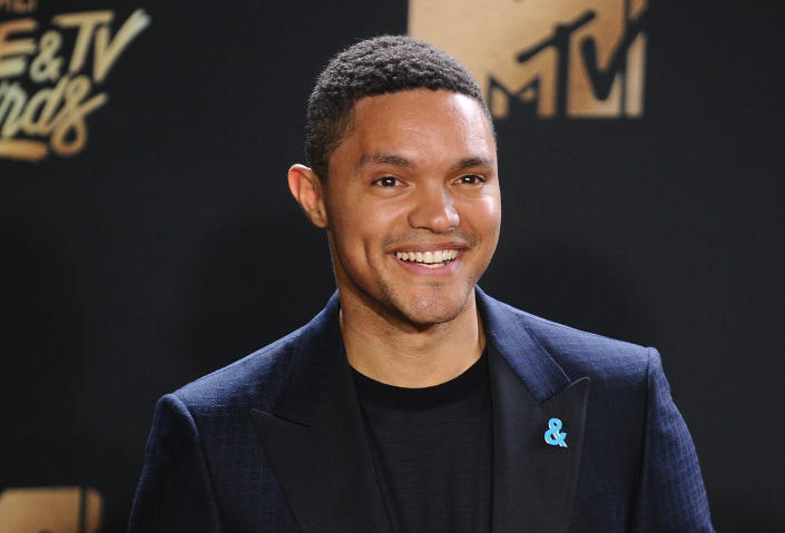 Trevor Noah poses in the press room at the 2017 MTV Movie and TV Awards at The Shrine Auditorium on May 7, 2017 in Los Angeles, California.&amp;nbsp;
