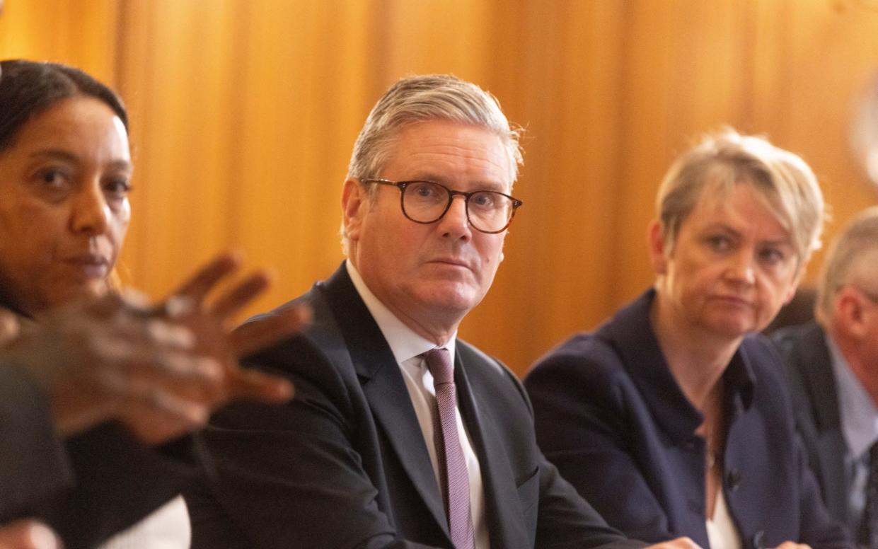 Sir Keir Starmer, the Prime Minister, is pictured in No 10 this morning as he hosted a knife crime summit