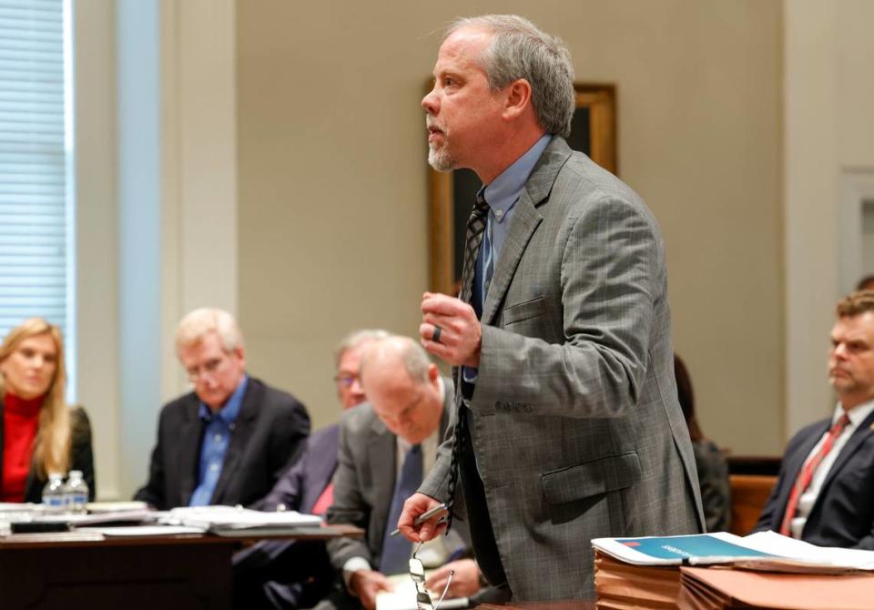Chief Attorney for the South Carolina Attorney General, Creighton Waters, presents arguments during a hearing concerning the upcoming trial of Alex Murdaugh in the Colleton County Courthouse on Friday Dec. 9, 2022.