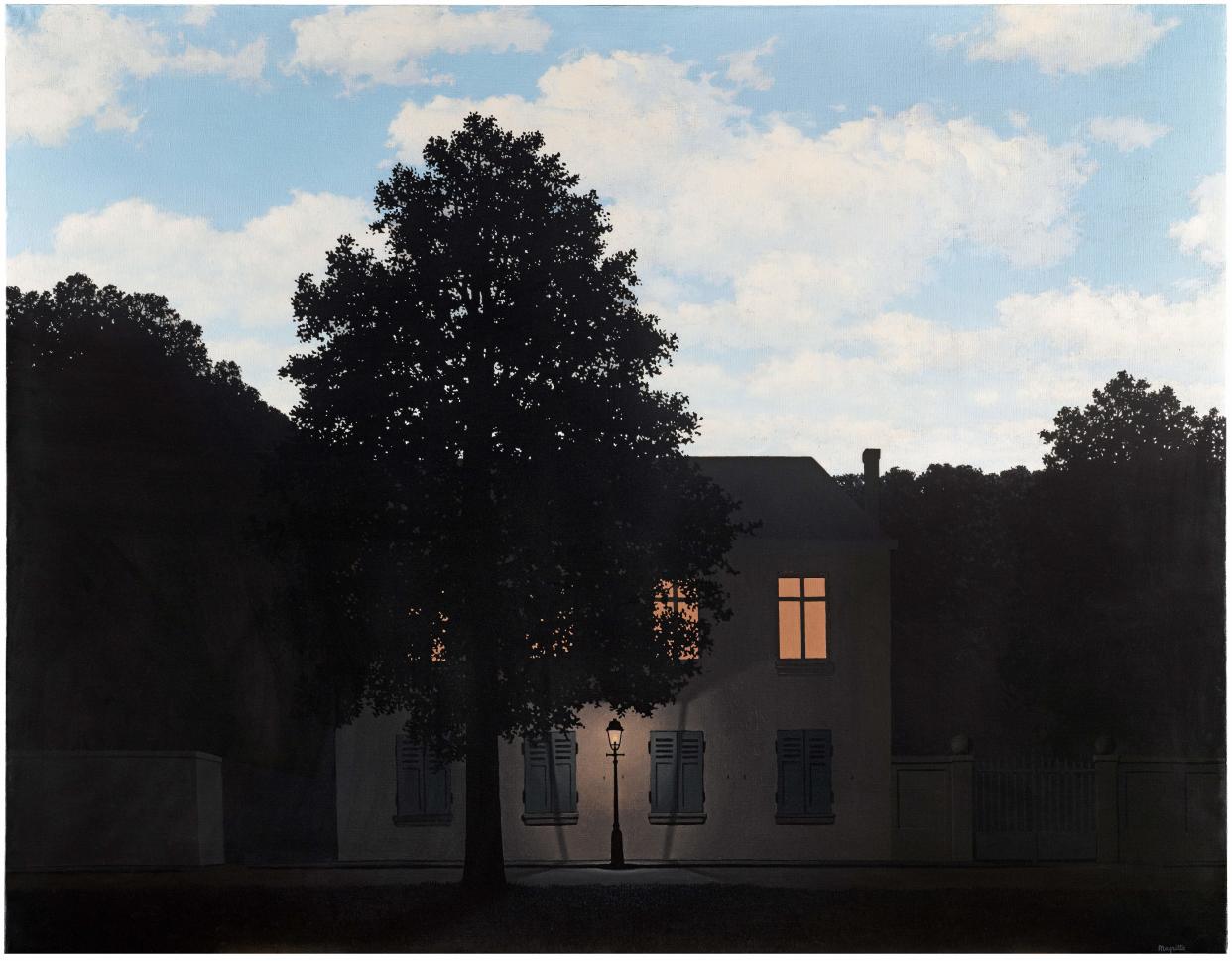 The series of paintings depicts a paradoxical image of a night time scene beneath a sunlit sky (Sotheby’s/ PA)