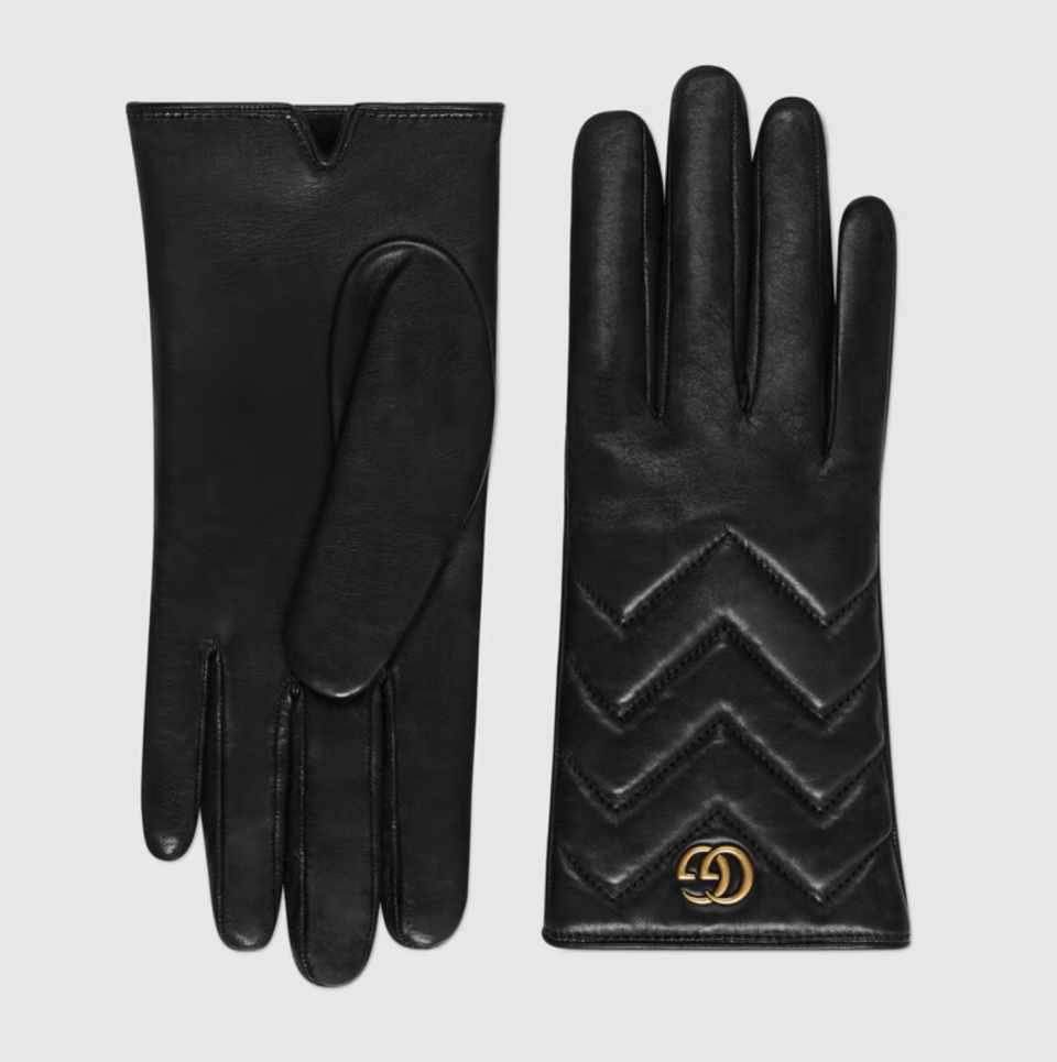 GG Marmont Chevron Leather Gloves