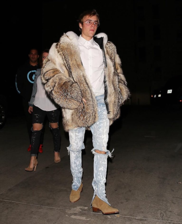 Justin Bieber Mink Fur Hooded Jacket