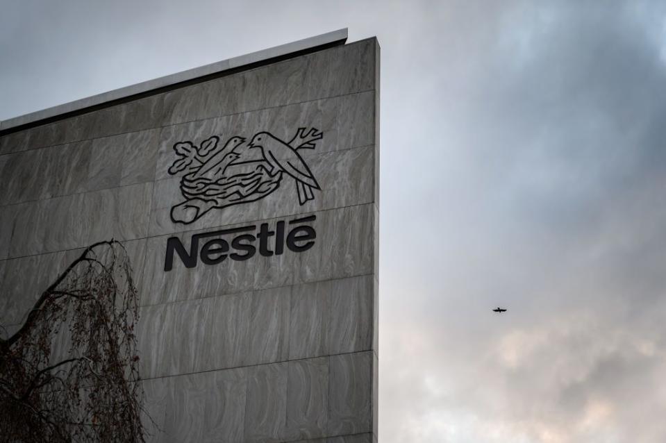 The Swiss food giant Nestle logo at their headquarters in Vevey on Nov. 19, 2020 (Fabrice Coffrini /AFP via Getty Images)