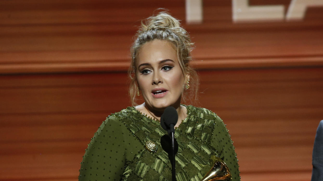 Adele requested that Spotify remove the shuffle button from albums so that songs can be listened to as the artist intended. (Monty Brinton/CBS via Getty Images)