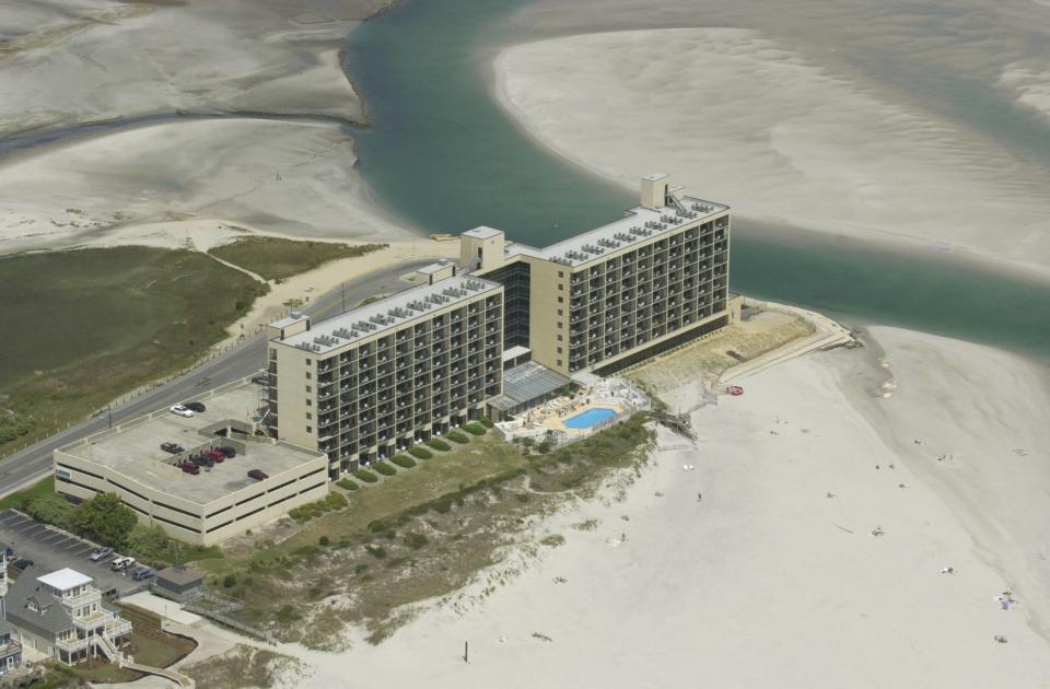 Mason Inlet's southern migration, which began in the 1980s, was only stopped by a long line of big sandbags hard up against the Shell Island Resort at the northern end of Wrightsville Beach. The inlet was eventually relocated north in 2002.