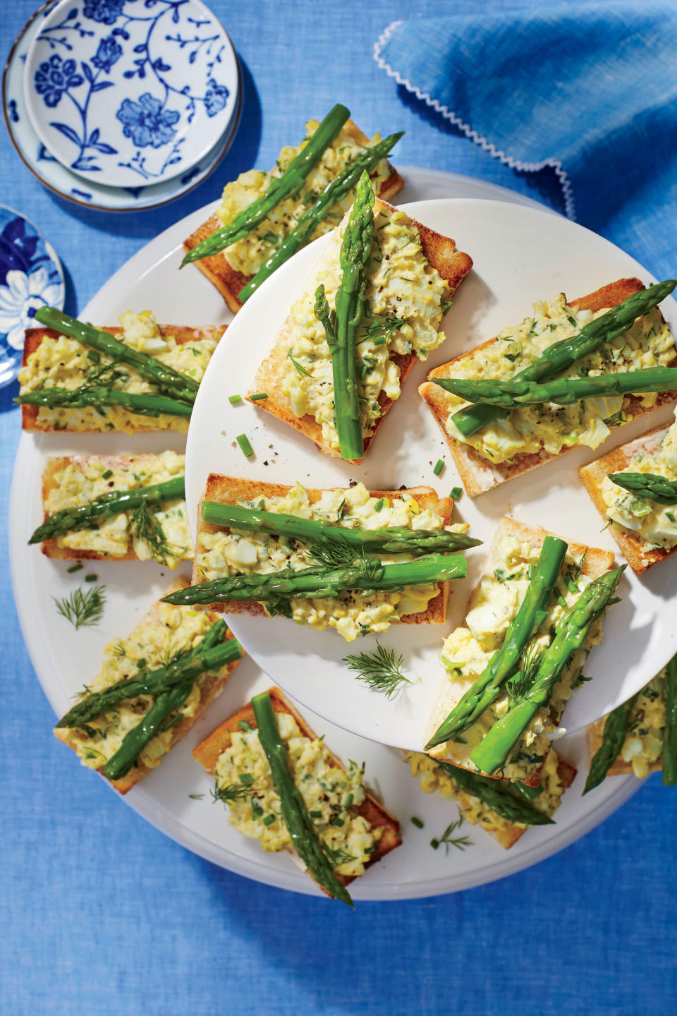 Deviled Egg Salad and Asparagus Tartines