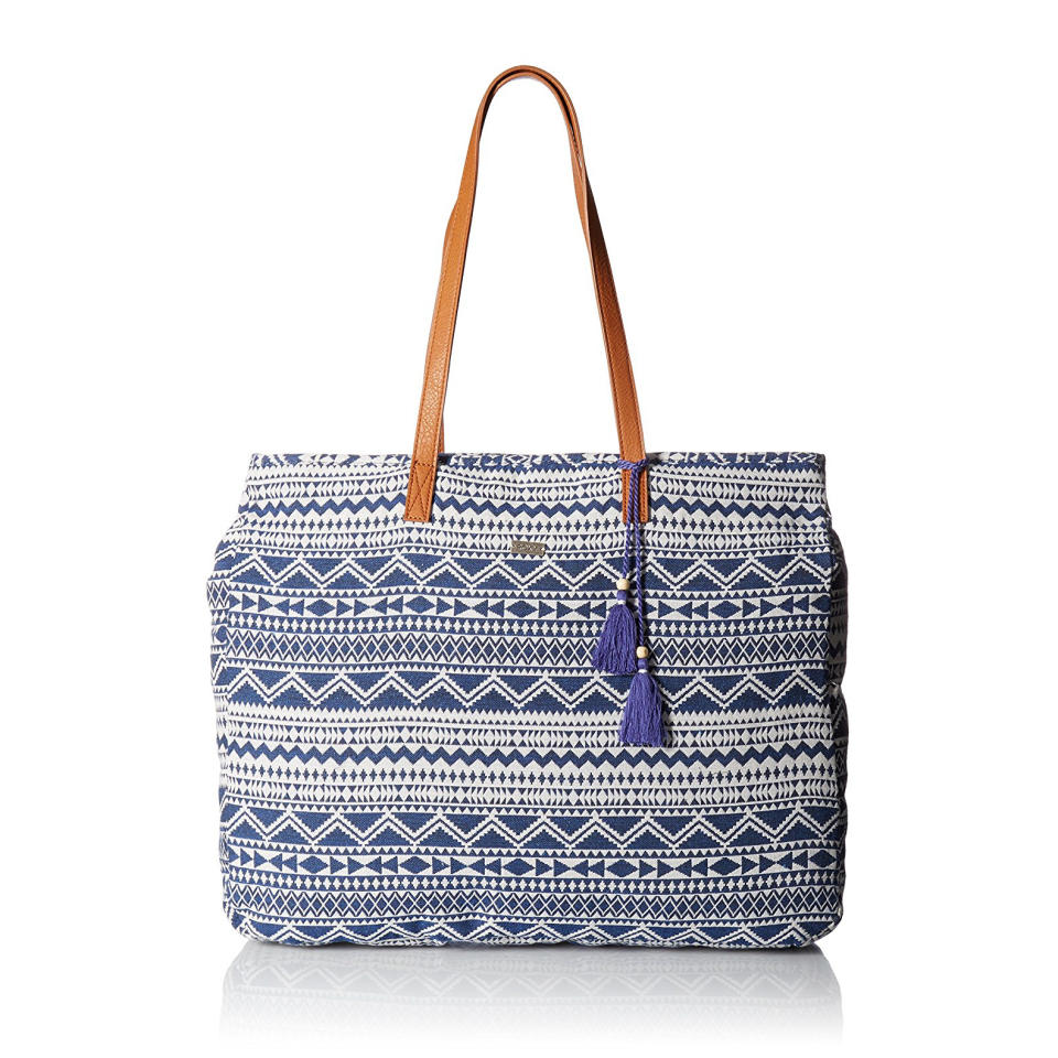 <p>Add a bit of a boho vibe to your beach ensemble with this graphic-print, blue and white canvas bag.</p> <p><strong>To buy:</strong> <a rel="nofollow noopener" href="https://www.amazon.com/dp/B01LSN0UKM/ref=as_at/" target="_blank" data-ylk="slk:amazon.com;elm:context_link;itc:0;sec:content-canvas" class="link ">amazon.com</a>, $48</p>