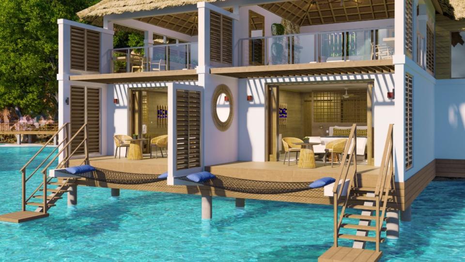 <p>Courtesy of Sandals Resorts</p><p>10 overwater bungalows will be delighting guests at Sandals latest Caribbean stunner in St. Vincent—scheduled to open March 27, 2024. The Vincy Overwater Two-Story Villas, nestled in the resort’s private cove, boast vistas of green rainforest behind you and an endless turquoise ocean in your front yard. Along with these crazy views, there's much to love about the bungalow interiors, which feature special biophilic elements and the warmth of local volcanic materials. Our favorite spot here is an overwater hammock, but close runners up include the outdoor soaking tub and rooftop outdoor lounge.</p><p>[from $1,570 per night per person; <a href="https://clicks.trx-hub.com/xid/arena_0b263_mensjournal?q=https%3A%2F%2Fgo.skimresources.com%3Fid%3D106246X1684412%26xs%3D1%26xcust%3Dmj_owbungalows_jrane_1023%26url%3Dhttps%3A%2F%2Fwww.sandals.com%2Fsaint-vincent%2F&event_type=click&p=https%3A%2F%2Fwww.mensjournal.com%2Ftravel%2Fover-water-bungalows%3Fpartner%3Dyahoo&author=Perri%20Ormont%20Blumberg&item_id=ci02b8d1af70042605&page_type=Article%20Page&partner=yahoo&section=travel%20guide&site_id=cs02b334a3f0002583" rel="nofollow noopener" target="_blank" data-ylk="slk:sandals.com;elm:context_link;itc:0;sec:content-canvas" class="link ">sandals.com</a>]</p>