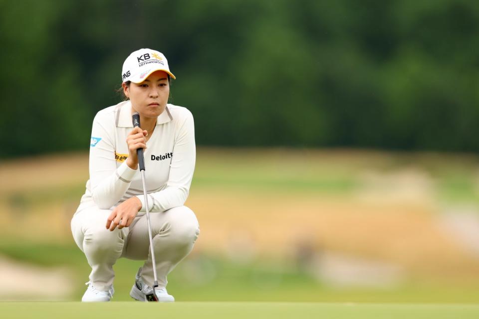 In Gee Chun lines up a putt on the ninth green (Getty Images)