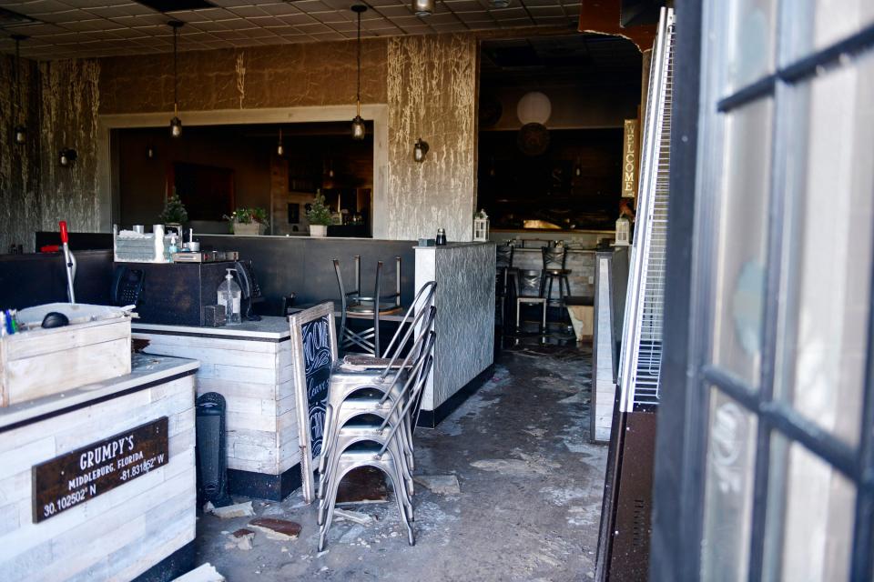 A  Jan. 19 fire severely damaged Grumpy's Restaurant in Middleburg. The restaurant owners plan to rebuild and reopen the diner in about three months.