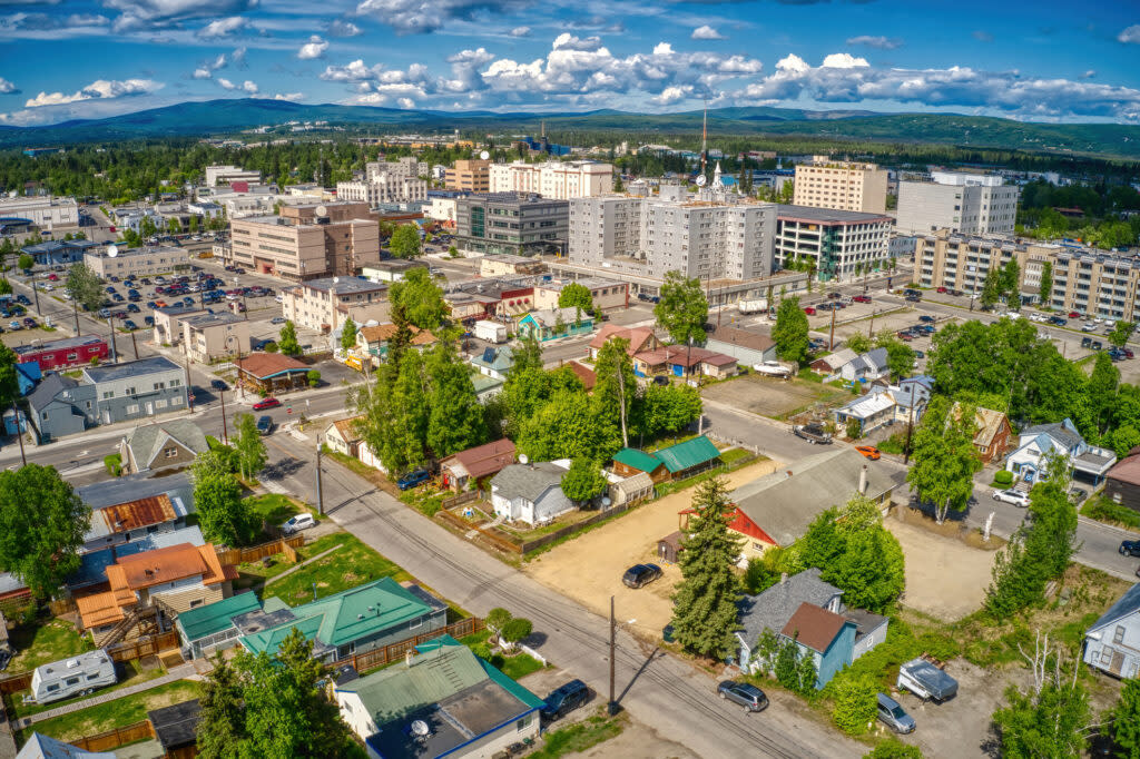 An aerial view of Fairbanks, Alaska, is seen in summer in an undated photo. (Photo by Jacob Boomsma via Getty Images Plus)