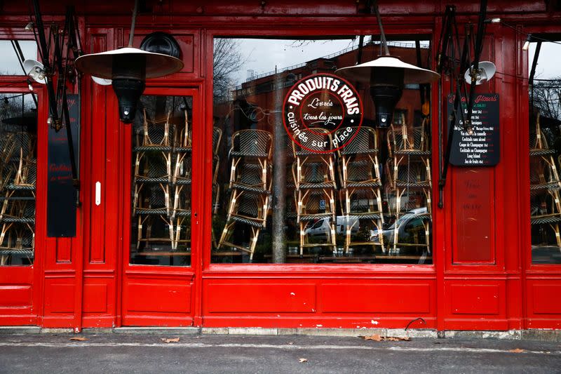 FILE PHOTO: A closed restaurant in Paris amid the coronavirus disease outbreak