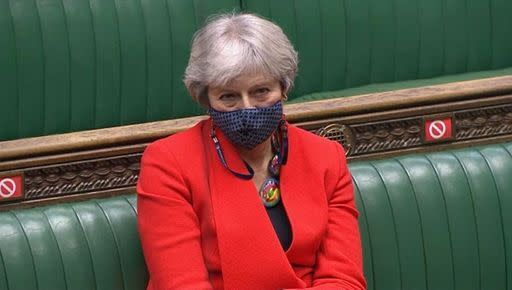 Former prime minister Theresa May in the House of Commons (PA)