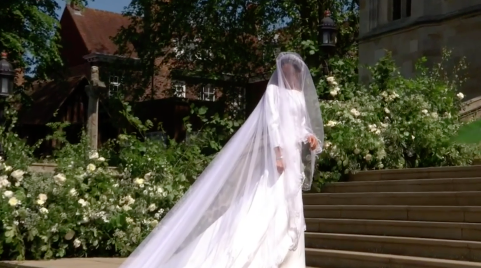 The countries of the Commonwealth are represented in the wedding dress (Picture: PA)