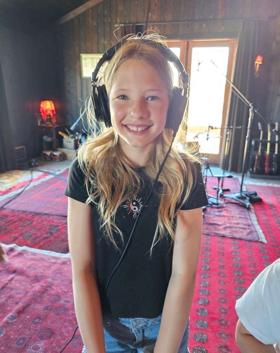 Lucerne Valley Elementary's Annaleigh Locarnini was joined by a group of fellow students to record vocal tracks with Billy Idol’s former guitarist at a High Desert-based studio that once hosted singer Bruce Springsteen.