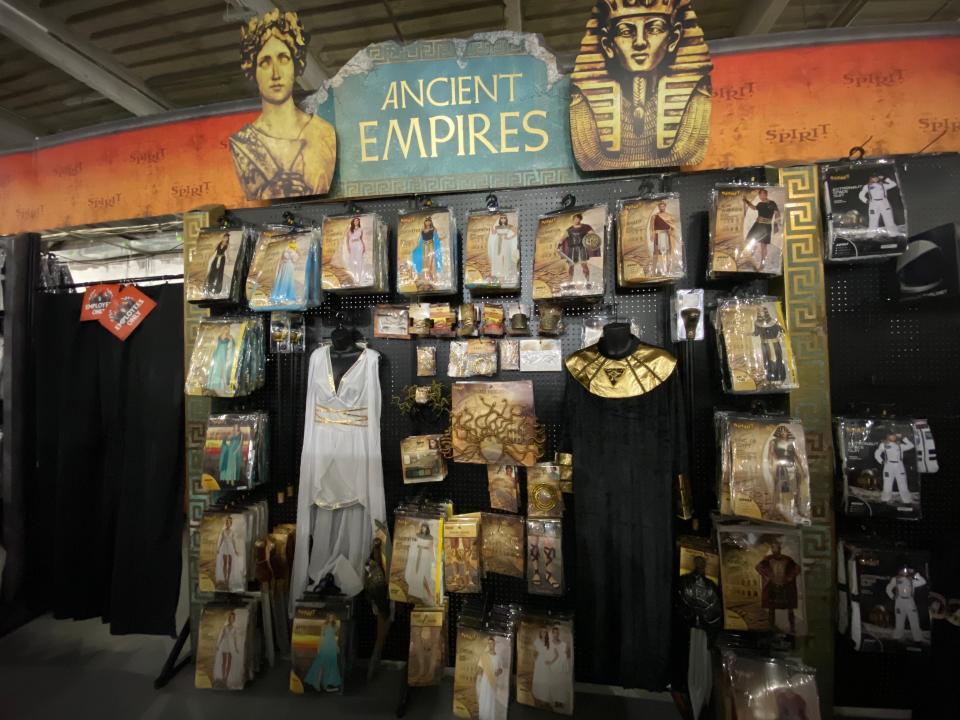 The "Ancient Empires" section in a spirit halloween store