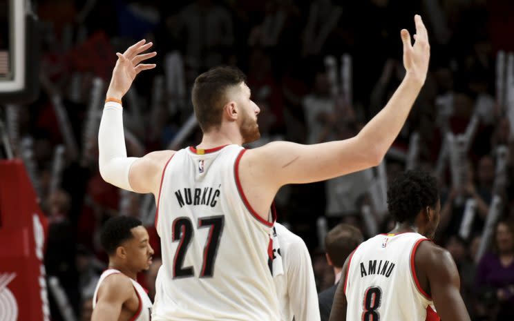 Jusuf Nurkic soaks up the love. (AP)