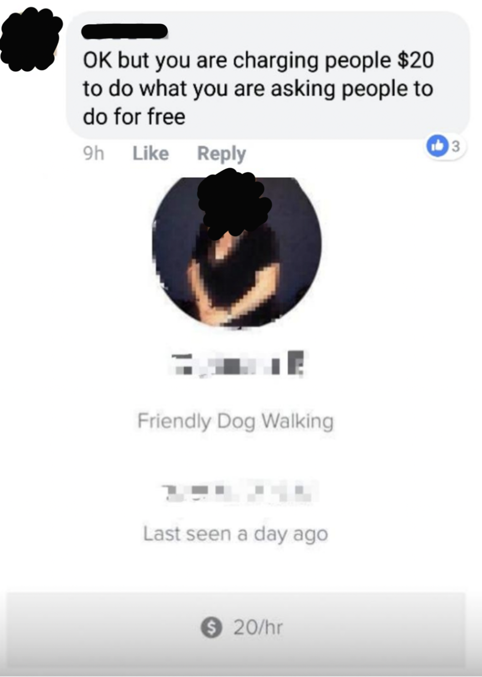a person's dog walking profile