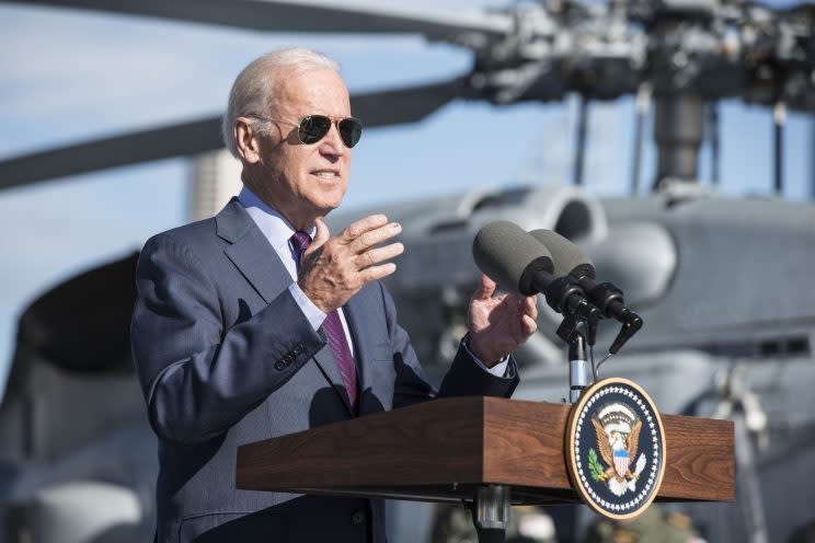 Vice President Joe Biden wearing Ray-Ban aviator sunglasses on a visit to Australia in July. (Photo: Getty Images)