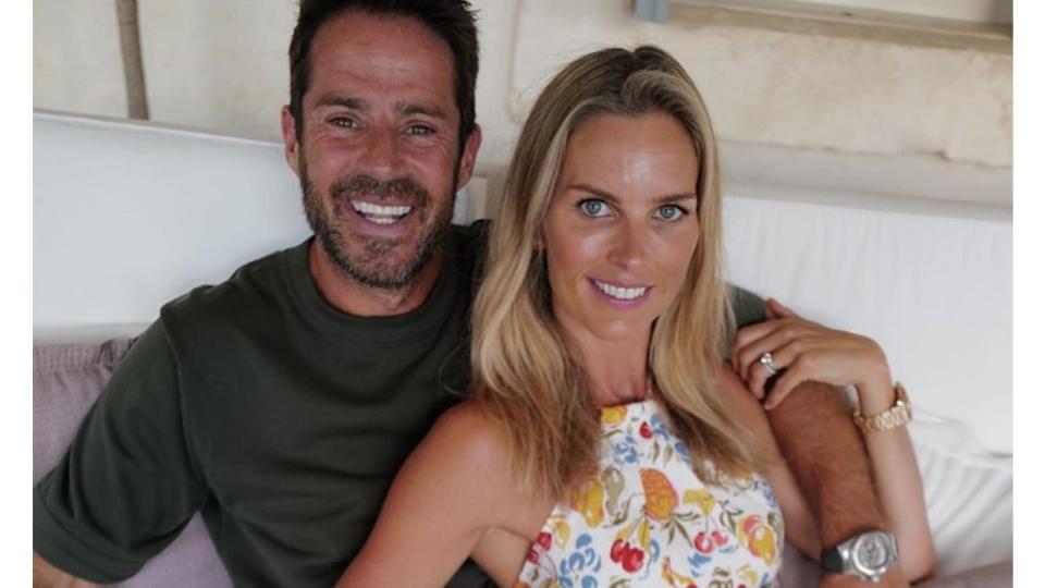 Jamie Redknapp cuddles his new wife Frida Redknapp