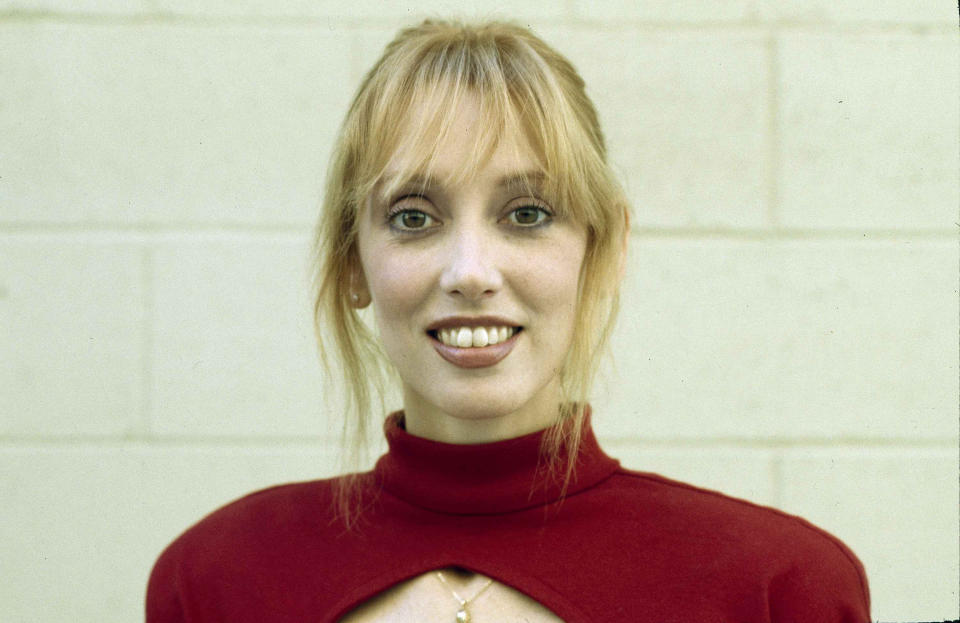 FILE - Shelley Duvall is shown on Oct. 27, 1983, in Los Angeles. Duvall, whose wide-eyed, winsome presence was a mainstay in the films of Robert Altman and who co-starred in Stanley Kubrick's “The Shining,” has died. She was 75. (AP Photo/Doug Pizac, File)