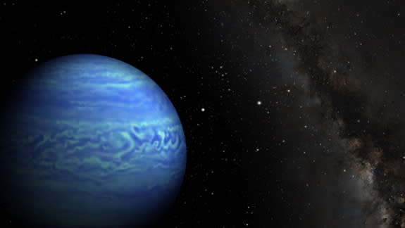 This artist's conception shows a newfound object named WISE J085510.83-071442.5, the coldest known brown dwarf.
