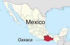 Mapa de México en el que se señala Oaxaca